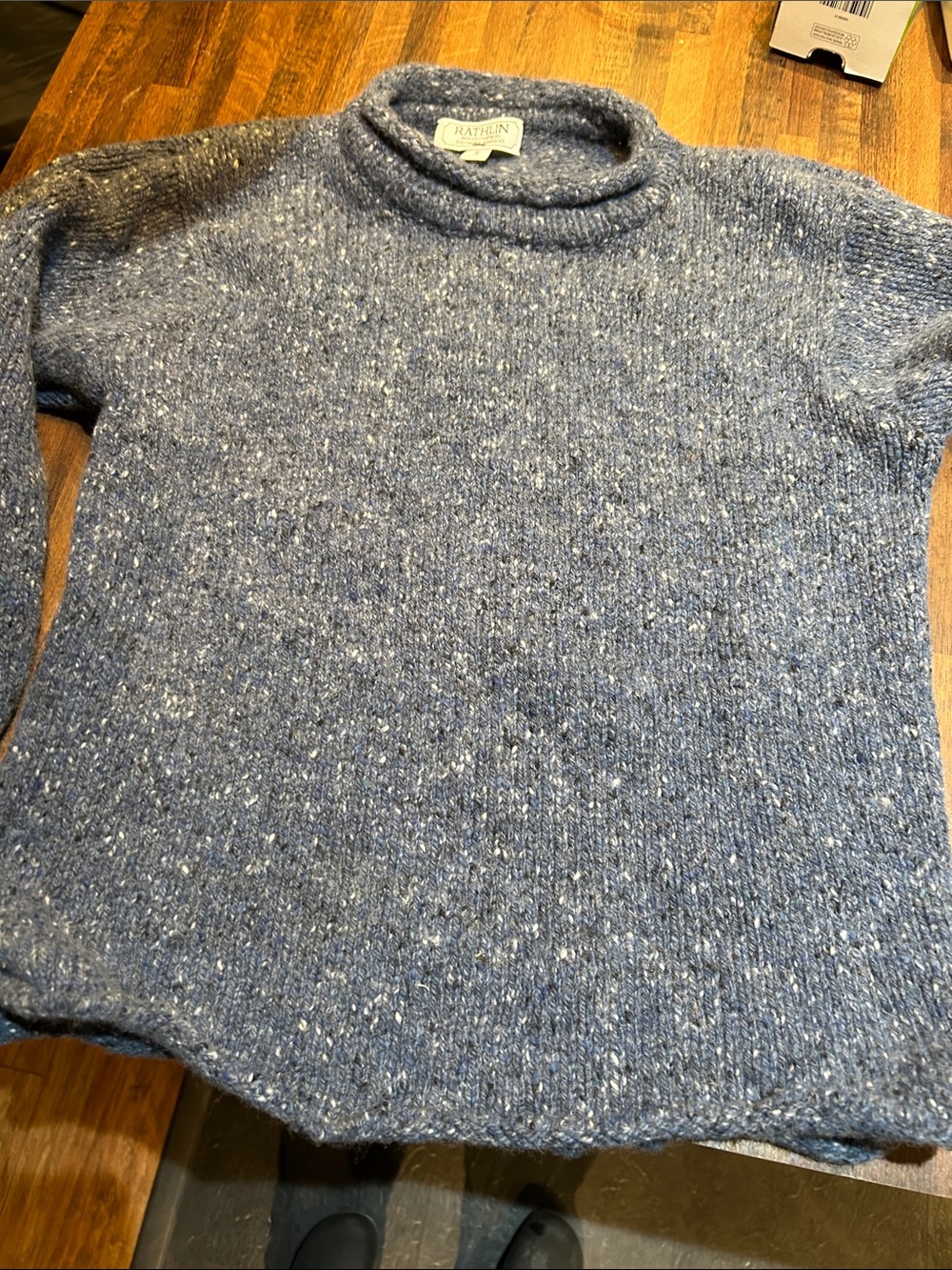 Rathlin Women'Small blue/Gray Cowl Neck Sweater Small